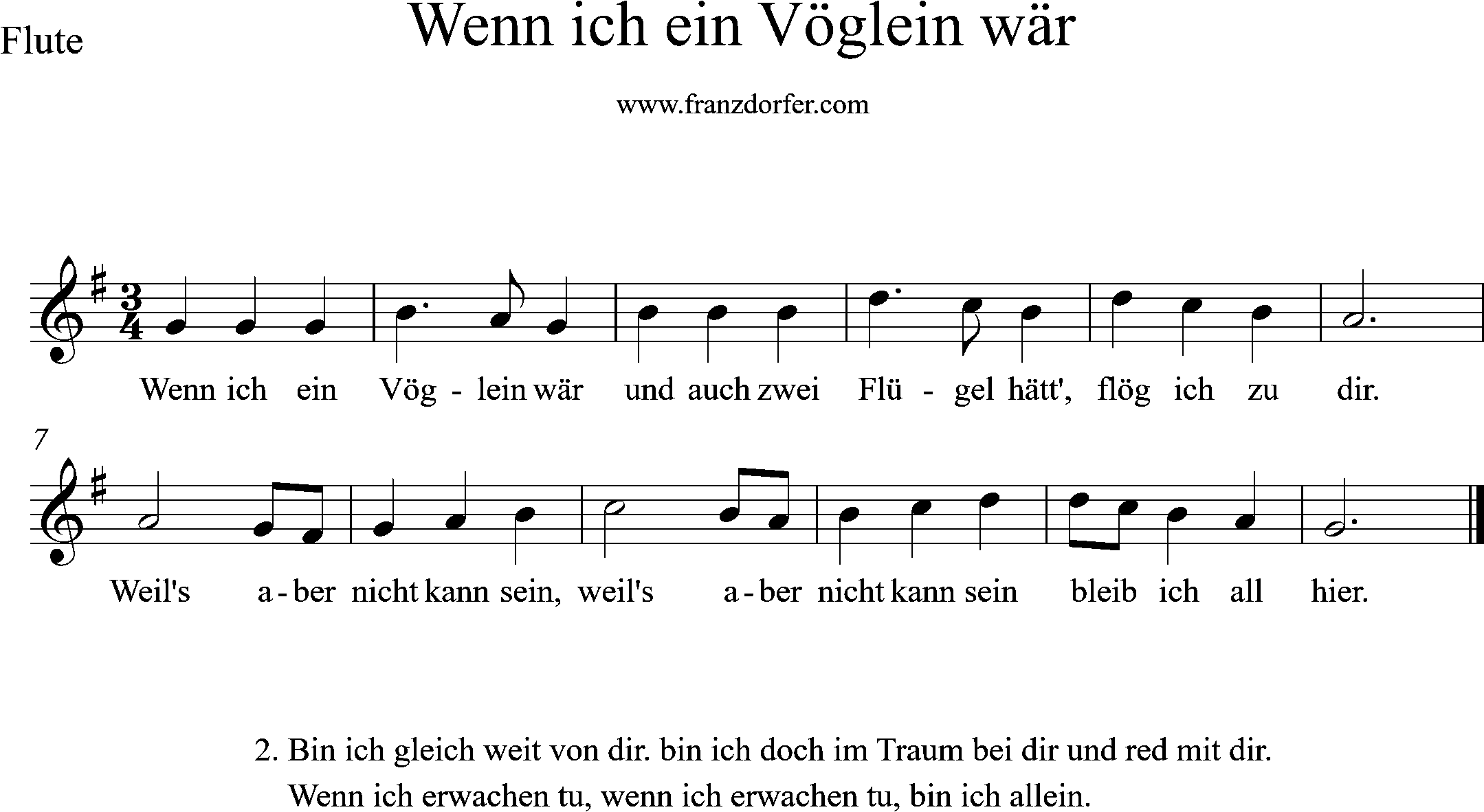 sax Noten wenn ich ein vöglein